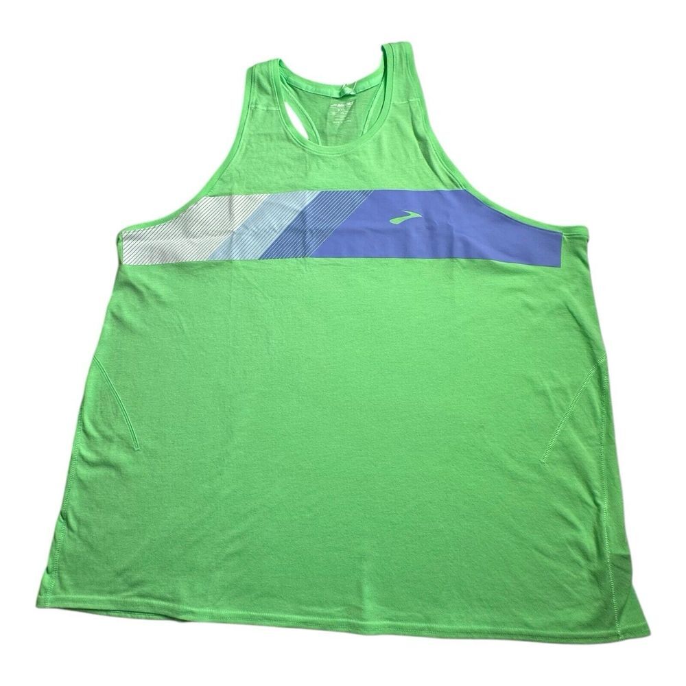 Brooks brothers Women Run Happy Racerback Green /Blue graphic tank top size XXL